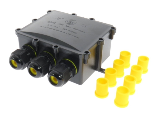 Verteilerdose, 4 Wege, 112x92x47 mm, wasserdicht IP68, Edelstahlschrauben