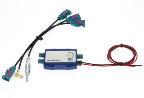 DAB+ / UKW Premium-Aktivsplitter - Phantomspeisung, Fakra / SMB / DIN