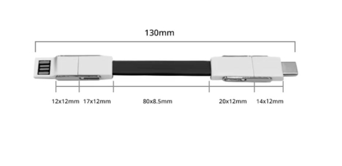 5-in-1 Universal-Ladekabel Magnetischer Schlüsselanhänger USB-Kabel 13cm