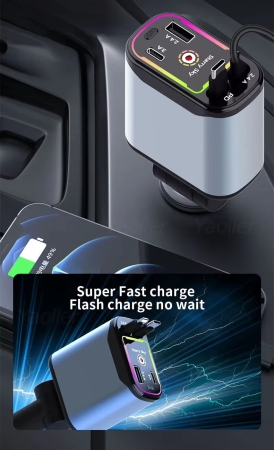 4-in-1 einziehbares Autoladegerät, 69 W USB-C und lightning anschluss