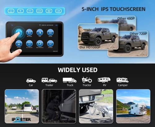 Kabelloses Full-HD 5-Monitor - Set mit 2 Solar-Magnetkameras