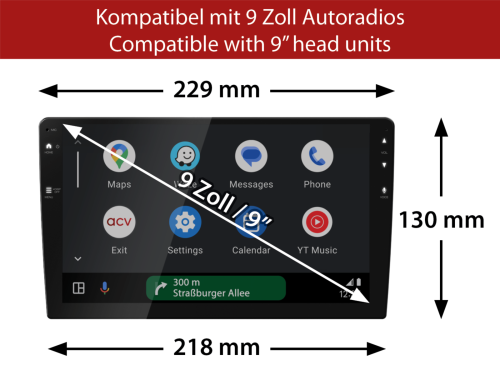 9 Zoll Radioblende für BMW 3er (E46) 07/1998–02/2007, schwarz