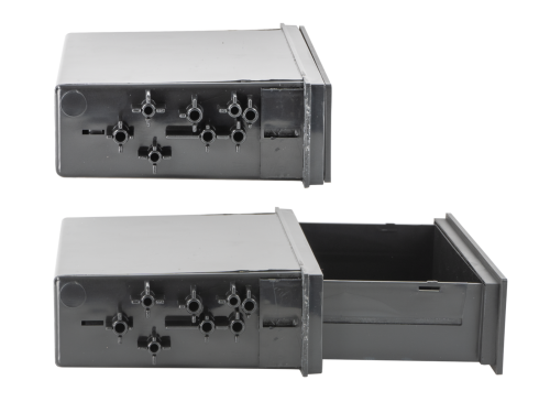 Ablagefach für 2-DIN Radioblenden (schraubbar) mit Schublade