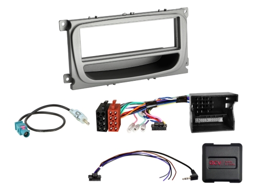 1-DIN Kit Ford Fahrzeuge silber LFB/CAN-Bus/Antenne Fakra