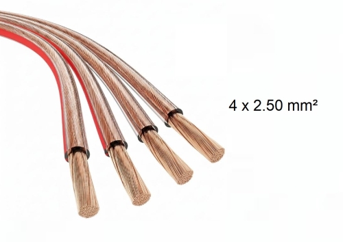 Lautsprecherkabel 4 x 2.50mm² Transparent/Rot