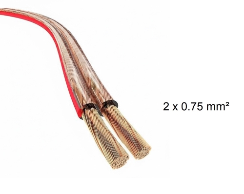 Lautsprecherkabel 2 x 0.75mm² Transparent / Rot