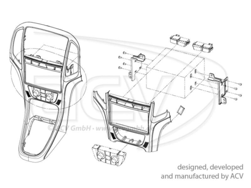 2-DIN Radioblende Opel Astra 2009-2018 titan grau