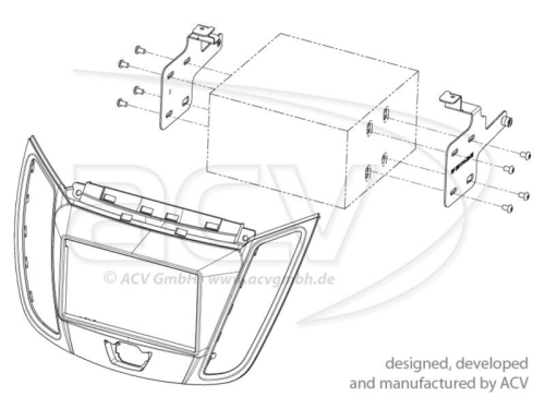 2-DIN Radiohalterung für Ford C-Max - Kuga in Dunkelgrau