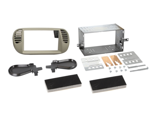 Doppel DIN Radioblende Set FIAT 500 (-2015), grau