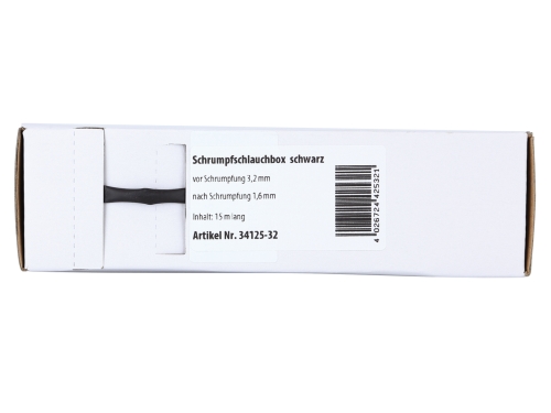 Schrumpfschlauch schwarz Ø 3,2 mm/ Länge: 15 m