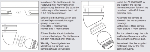 ZENEC ZE-RVC85WA Weitwinkel Front- oder Rückfahrkamera
