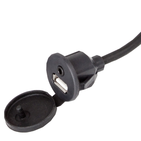 USB-Einbaubuchse mit 3.5mm Klinke. Länge 130cm, schwarz