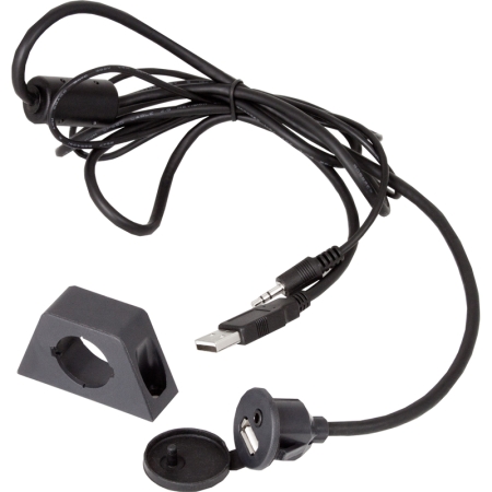 USB-Einbaubuchse mit 3.5mm Klinke. Länge 130cm, schwarz