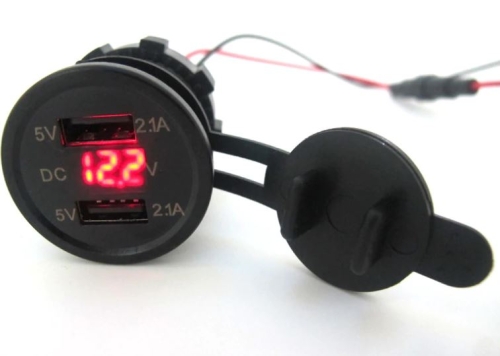 Dual USB Einbau-Ladegerät 12V/24V LED Rot