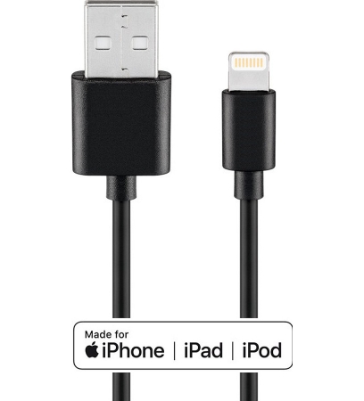 USB-A Kabel auf Apple Lightning Stecker, 1m, schwarz