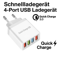4-Port USB Schnellladegerät QC 3...
